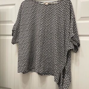 Michael Kors Black and White Geometric Floral Blouse